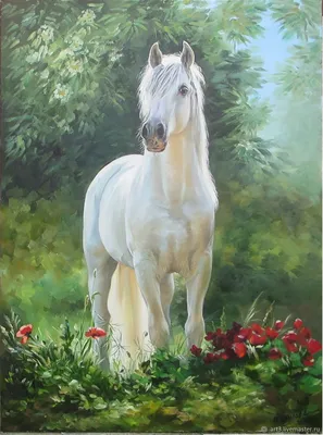 Картина маслом\"Белая лошадь\" – купить на Ярмарке Мастеров – ECJNTRU |  Картины, Туапсе | Белая лошадь, Изображение животного, Лошадь скульптура