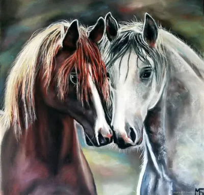Картина с лошадьми \"Вместе навсегда\". Пара лошадей, лошади – купить на  Ярмарке Мастеров – R2H36BY | Картины, Самара