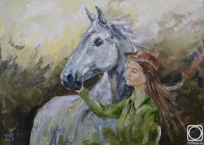 Девушка и лошадь» картина Скибой Дарины маслом на холсте — заказать на  ArtNow.ru