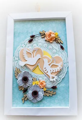 картина панно квиллинг голуби из бумаги анемоны розы цветы из бумаги  свадьба | Quilling, Decor, Enamel pins