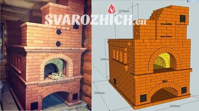 Русская печь с лежанкой и с нижним прогревом 6x10 кирпичей