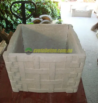 Квадратный бетонный вазон корзина, уличная клумба из бетона., цена 648 грн  — Prom.ua (ID#1107588553)