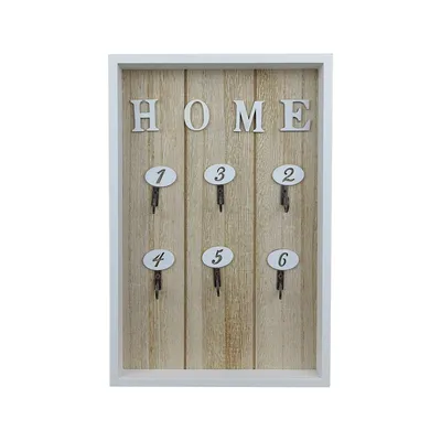 Ключница настенная, деревянная с дверкой, ''Home'', бежевый, 6 крючков,  20*30*3 см, OD-1123., цена 443 грн — Prom.ua (ID#1689773026)