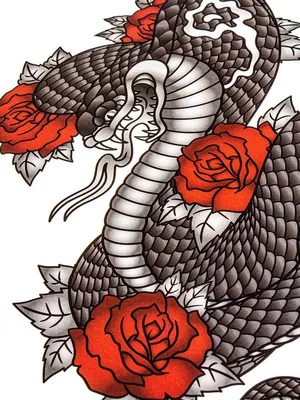 змей, татуировки, королевская Кобра