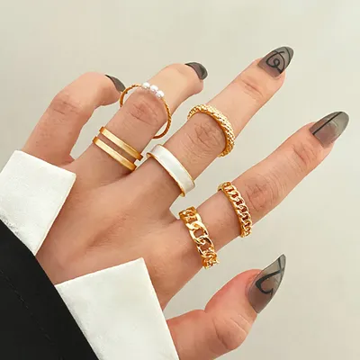 Набор Колец IPARAM на палец в стиле панк с широкой цепочкой женское  винтажное асимметричное кольцо в форме змеи на костяшки большого сердца в  богемном стиле ювелирные изделия в подарок - купить по