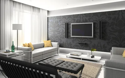 Интерьер гостиной комнаты обоев фото » Дизайн 2021 года - новые идеи и  примеры работ