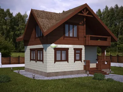 Проект № 14. Дом комбинированный 6,6х8,6 - строим на заказ под ключ в  Москве и ЦФО.