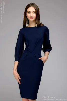 Темно-синее платье с пышными рукавами | КУПИТЬ-ПЛАТЬЕ.РУ - интернет-магазин  красивых платьев