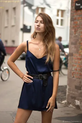Платье-комбинация мини (темно-синее) – заказать на Ярмарке Мастеров –  GJRZFRU | Платья, Москва
