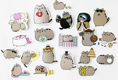 Набор стикеров Кот Пушин \"Pusheen the cat\" 20 шт #4 купить в магазине в  Москве