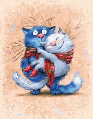 Картина по номерам \"Синие коты. Любовь синих котов \