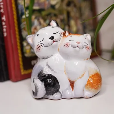 Кот с кошкой \"Пушистая любовь\" из керамики | ЯКМ