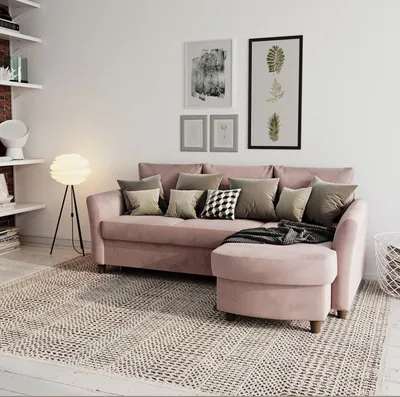 Пудровый диван и оливковые подушки | Дизайн интерьера для дома, Интерьер,  Дизайн