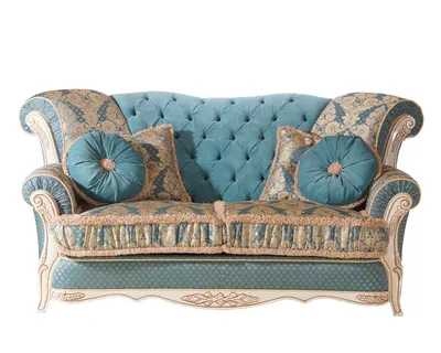 Жако – диван прямой тканевый, голубой, ткань, велюр. Купить за 38 400 руб в  городе Егорьевск - Ладья