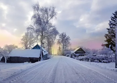 Зимний пейзаж деревня - 48 фото