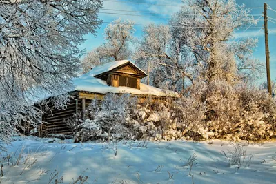 Дом в деревне зимой - 76 фото