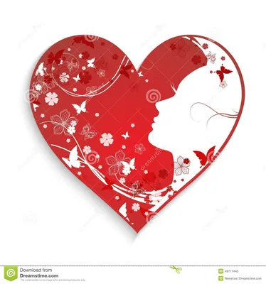 Красивые сердца с женским силуэтом Иллюстрация вектора - иллюстрации  насчитывающей график, цветок: 49777445