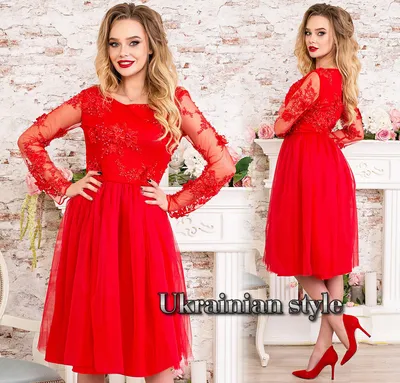 Красное вечернее платье миди, расшитое жемчугом., цена 1710 грн — Prom.ua  (ID#505104310)