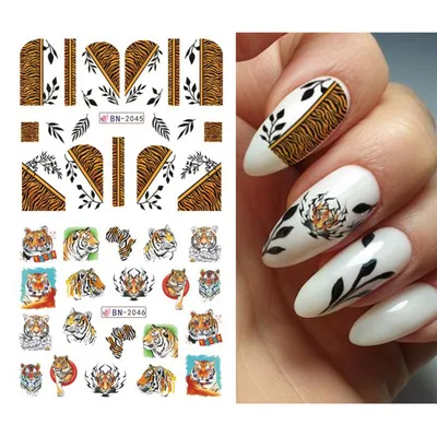 Креативные новогодние наклейки для ногтей компактные легкие бумажные  наклейки для маникюра Тигр 2022 декоративные Стикеры для маникюра для  женщин - купить по выгодной цене | AliExpress