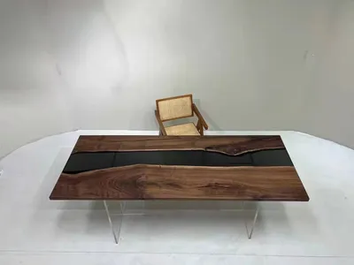 Черный ореховый сшитый дымчатый полимерный стол креативный обеденный стол  длинный журнальный столик - купить по выгодной цене | AliExpress