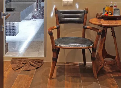 Кожаное малое кресло (полукресло) / стул с подлокотниками Mauritius .  Элитная мебель в кабинет, столовую, гостиную