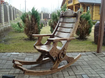Купить кресло-качалка тайга (из массива, под старину) из массива дерева на  заказ от магазина Тайга Мебель