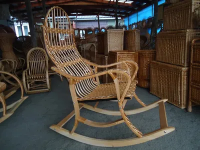 Кресло-качалка плетеное из лозы \"Разборная 2\" натуральное дерево