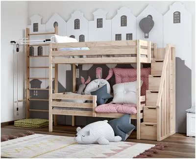 Двухъярусная кровать 160x80/ Кровать двухъярусная детская (двухэтажная  кровать) \"Лестница-ящики\"/ 2 ярусная кровать с выдвижными ящиками PufLife —  купить в интернет-магазине по низкой цене на Яндекс Маркете