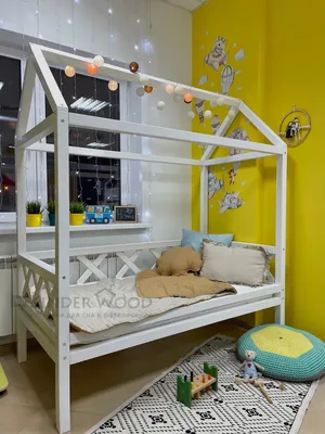 Кровать домик детская купить в Минске из массива. Каталог детской и  подростковой мебели в интернет магазине Киндервуд.