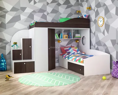 Детские кровати чердаки Фанки Кидз | Детская мебель Ярофф - Кровать чердак  Кадет 2 для двоих детей