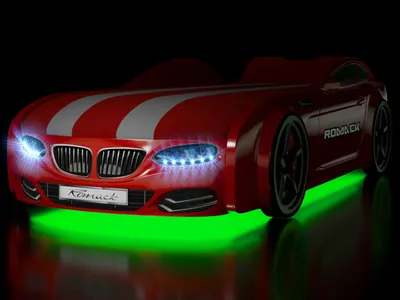 Кровать машина Real-M BMW для мальчика красная с подсветкой фар купить в  интернет магазине Romack-Russia.ru