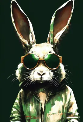 Абстрактное искусство кролика в очках | Премиум Фото