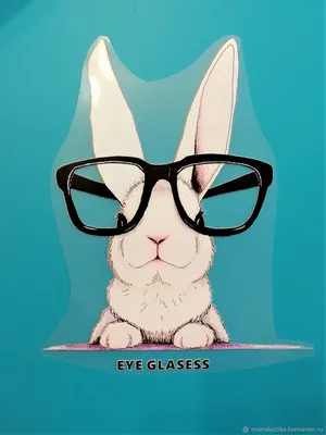 Рисунок кролика в очках с чёрной оправой — Картинки для аватарки