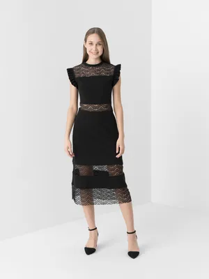 Платье-футляр вечернее черное с кружевными вставками за 2310 ₽ купить в  интернет-магазине KazanExpress