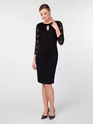 Черное кружевное платье длины миди арт.2164890nf0999 купить в Pompa