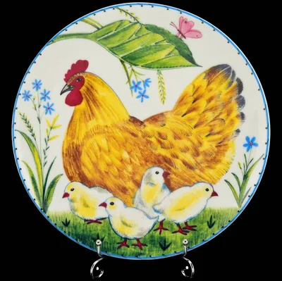 Тарелка декоративная \"Курочка с цыплятами\