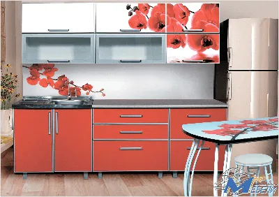 Кухни :: Прямые кухни :: Кухня Орхидея красная 2200 мм (Мир мебели) -  Мебель в Торжке 12 стульев
