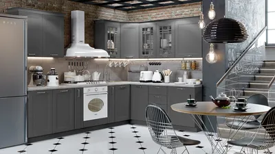 Серый кухонный гарнитур: примеры расположения в интерьере, сочетание с  другими тонами, выбор стиля