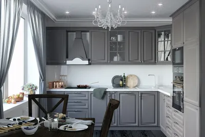 Коллекция Классика: кухонный гарнитур серого цвета по индивидуальному  проекту