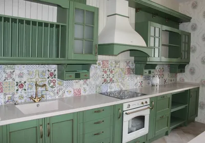 👉 Недорогие зеленые кухни прованс, купить зеленую кухню прованс от  производителя в Москве | АК-Мебель