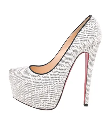 Christian Louboutin Двухцветные туфли-лодочки на платформе из рафии и  нарциссов 37.5 – The Closet