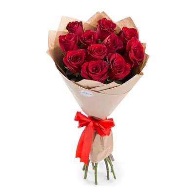 Букет из 11 красных роз 60 см в крафте - купить в Москве по цене 2290 р -  Magic Flower