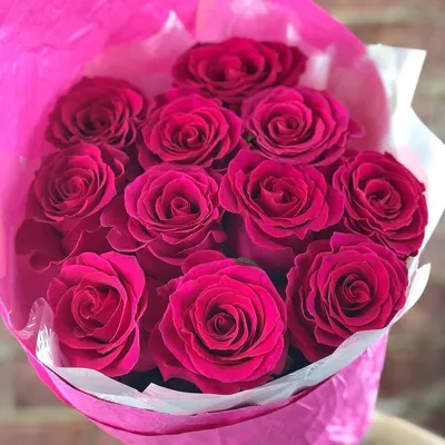 Букет из 11 розовых роз 50 см Кения- купить в СПб с доставкой в интернет  магазине \"Цветочкин\"