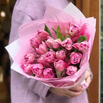 Букет из 11 тюльпанов, танацетумов и папоротника в Рязани: Цена, Фото