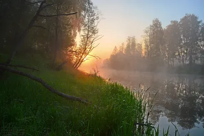 Восход солнца на реке - 58 фото