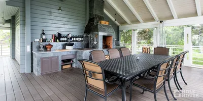 Летняя кухня на даче: строительные проекты дачной кухни в различных стилях  от Holz House
