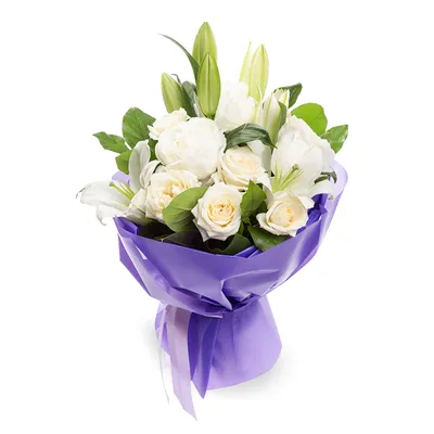 Букет из роз, пионов и лилий - купить в Москве по цене 7390 р - Magic Flower