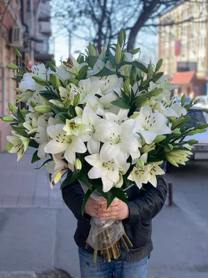 Купить букет лилий в Ростове-на-Дону с доставкой. | Фотографии цветов, Лилия  букет, Белые лилии