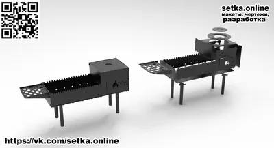 Макет DXF разборный мангал с печкой под казан - Мангалы