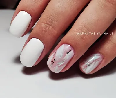 гель-лак, ногти,дизайн,белые ногти,фольга, квадратные ногти | Stylish  nails, Nails, Beauty